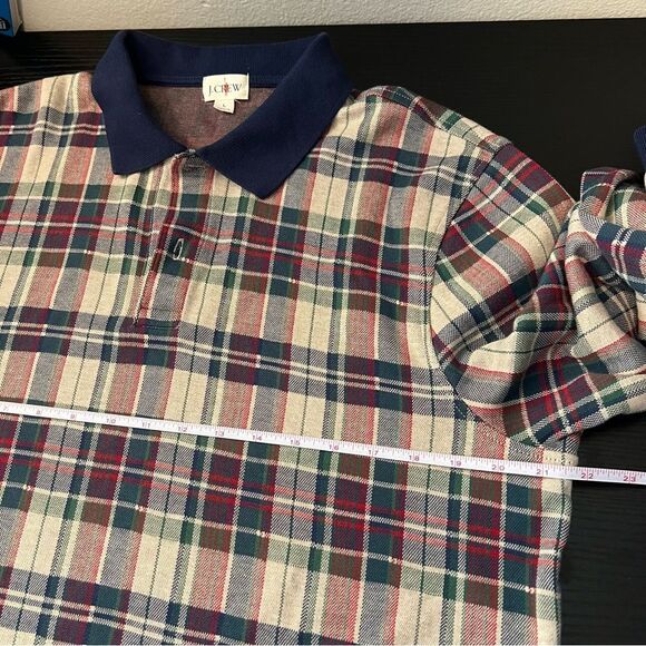 ✨ J. Crew Men’s Plaid Long Sleeve Polo Shirt Double Knit Jacquard Large Sweater - Picture 10 of 11